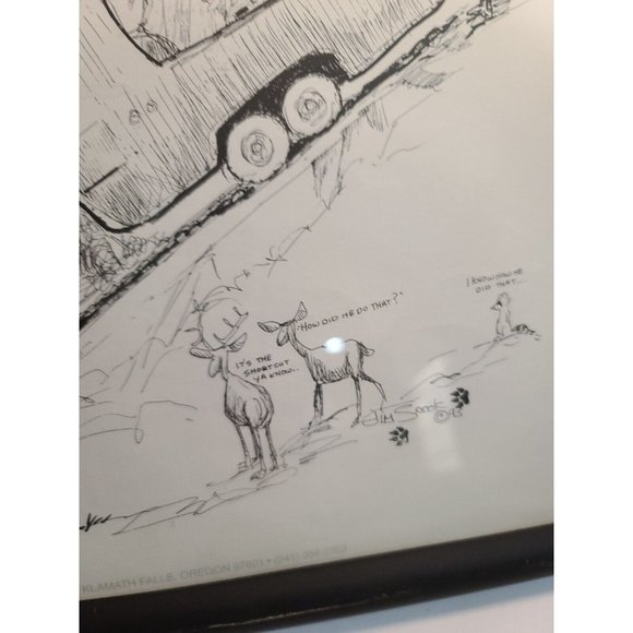 Jim Snook 1993 Truck stuck camper Signed Print 17"X11"  in frame - Picture 7 of 12